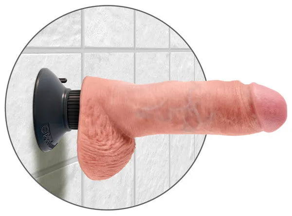 Dildos Pipedream Products King Cock 8 in Vibrating Cock with Balls Flesh