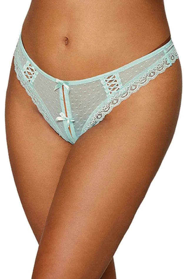 Dreamgirl Male Sex Toys Dot Mesh Open Crotch Thong Medium Mint