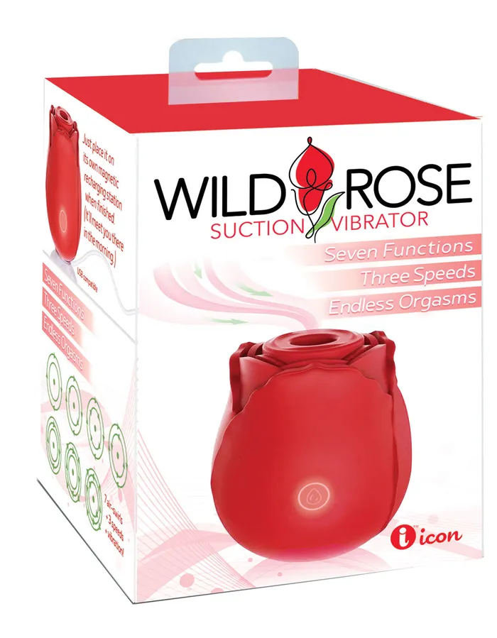Icon Brands Vibrators Wild Rose Suction Vibrator Red