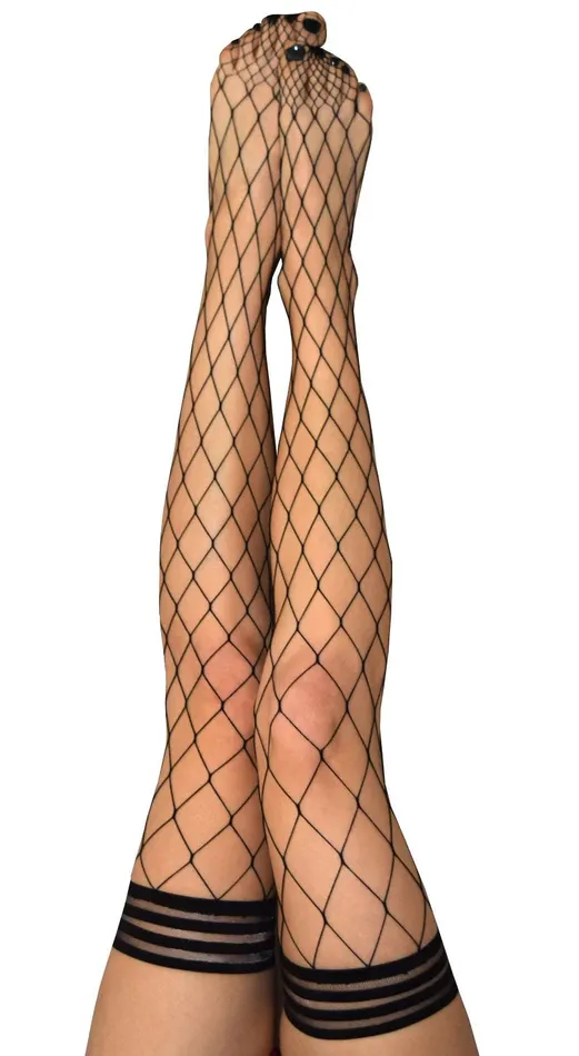 Kixies Anal Michelle Fishnet Thigh High Size a Black
