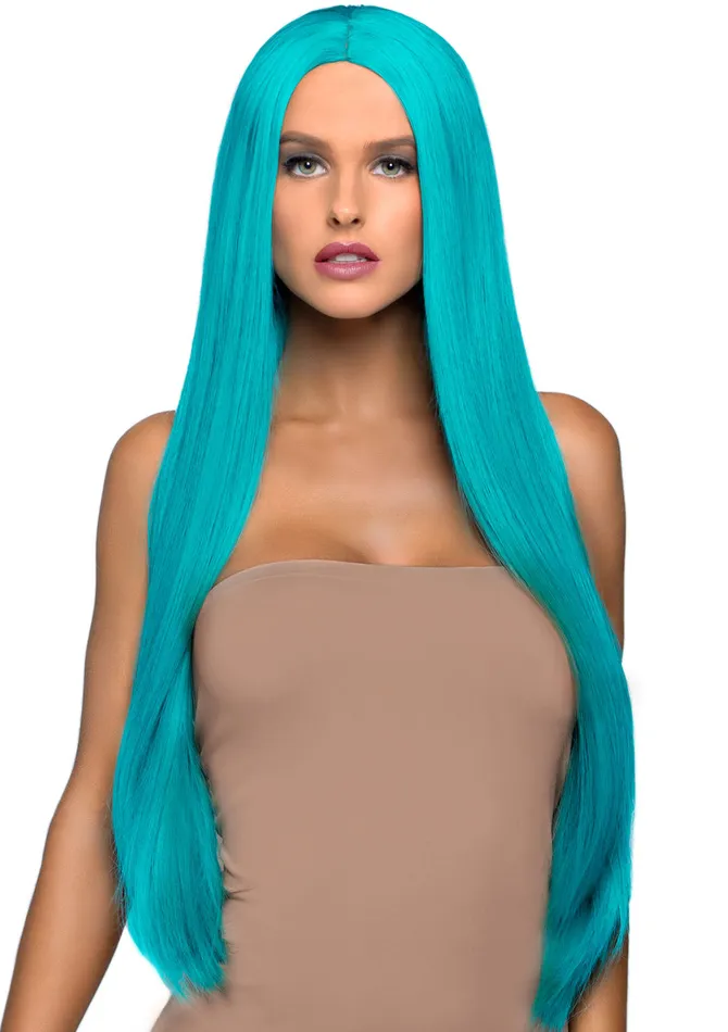 Leg Avenue Anal 33 Inch Long Straight Center Part Wig Turquoise