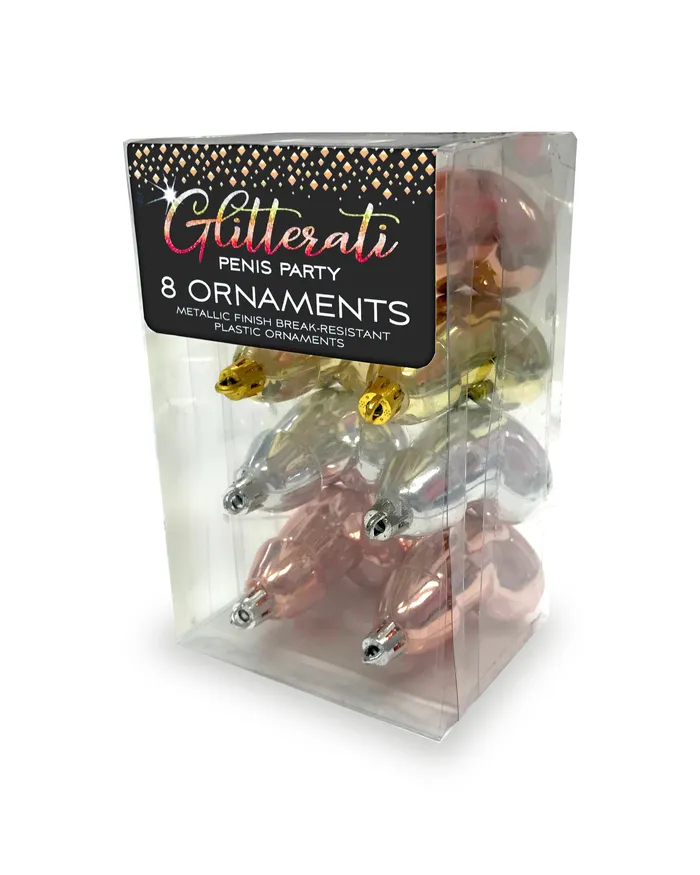 Little Genie Glitterati Penis Party Ornaments 8 Pcs Rose Gold Vibrators