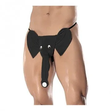 LuvMyToyz Teddies And Bodies Squeaker Elephant GString One Size BlackHP