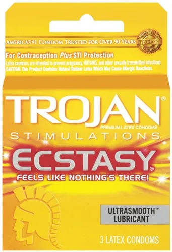 Male Sex Toys Trojan Condoms Trojan Ultra Ribbed Ecstasy 3 Pack