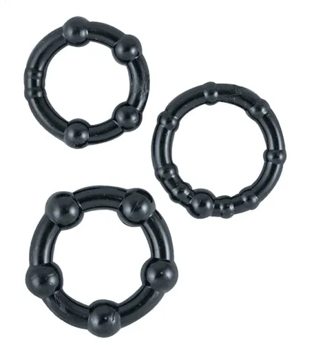 Nasstoys Anal Ram Beaded Cockrings Black