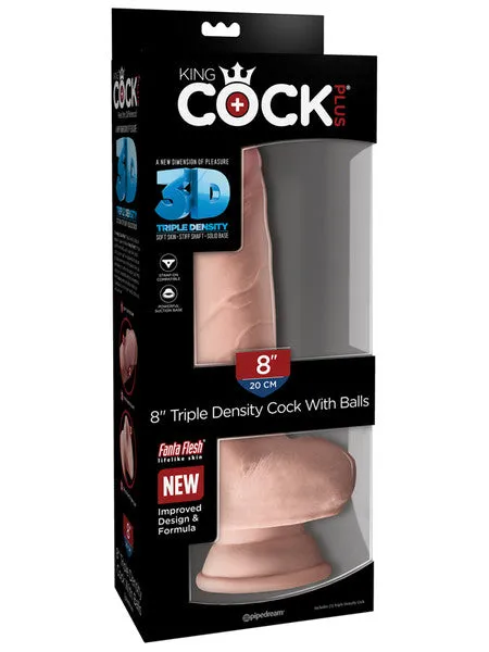 Pipedream Products Dildos King Cock Plus 8 inTriple Density Fat Cock with Balls