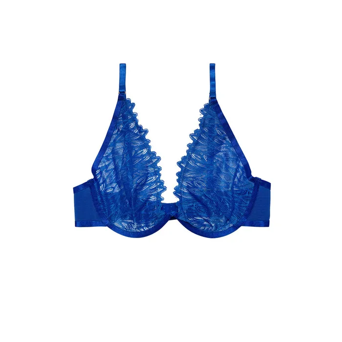 Playful Promises Hustler Margot Cobalt High Apex Wire Lace Bra Couples
