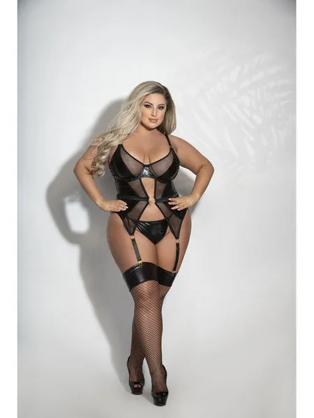 Seven Til Midnight Two Piece Lame And Net Cami And GString Set STM11234XBlack3X4X H Anal