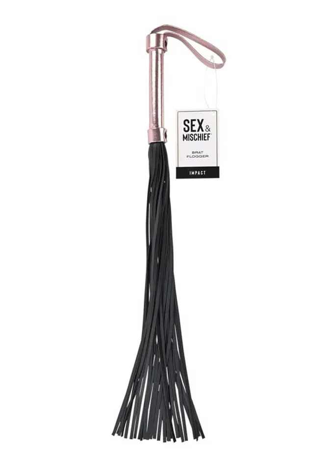 Sportsheets Vibrators Brat Flogger Black Rose Gold