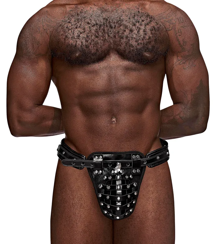 Teddies And Bodies Male Power Taurus Leather Thong One Size Black