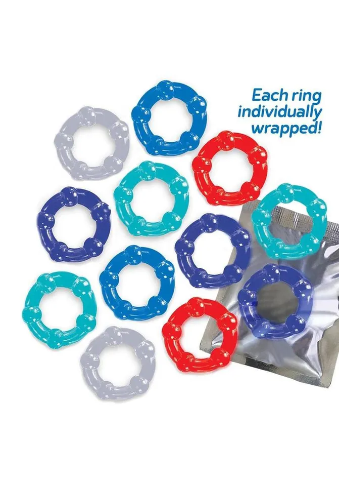 The 9s Baller Dozen Beaded 12 Pc Cock Ring Set Icon Brands Male Sex Toys