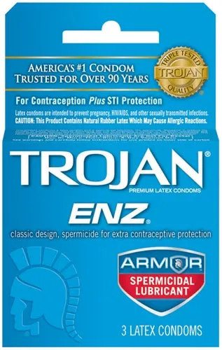 Trojan Condoms Enhancers Trojan Enz Armor Spermicidal Lubricated Condoms 3 Pack Trojan Condoms Enhancers Trojan Enz Armor Spermicidal Lubricated Condoms 3 Pack