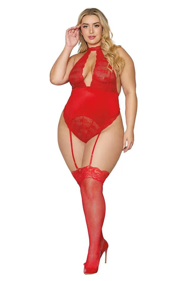 Vibrators Dreamgirl Garter Teddy Queen Size Lipstick Red
