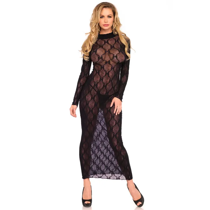 Vibrators Leg Avenue Long Sleeved Long Dress UK 8 to 14 Leg Avenue Lingerie
