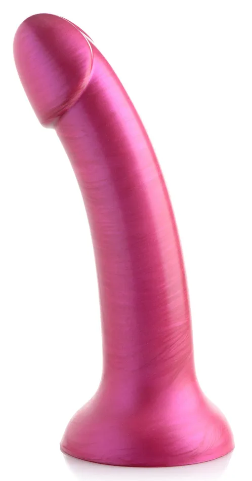 XR Brands Strap U GTastic 7 Inch Metallic Silicone Dildo Pink Dildos