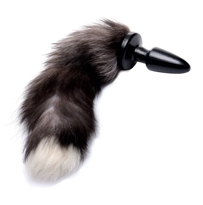 XR Brands Tailz Male Sex Toys Grey Fox Tail Anal Plug